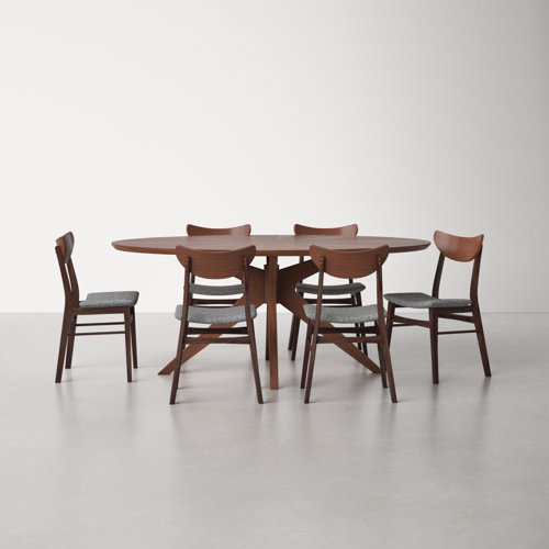 AllModern Fenway 7Piece Walnut Finished Dining Set & Reviews Wayfair
